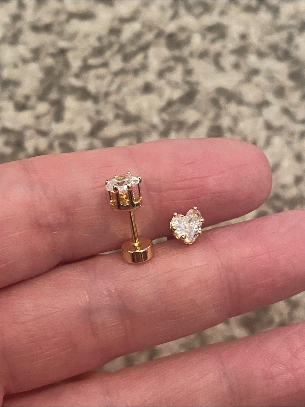 Gold Heart Cubic Zirconia Stud Earrings - Women Jewelry